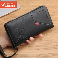 Carteira Masculina Com Zíper Empresarial – Pulseira Elegante De Grande Capacidade Estampa De Letras