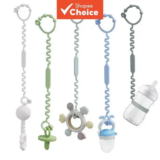 Conjunto 5 Em 1 de Clipes de Silicone para Bebês, Teether & Pacifier, Ajustável, Sem BPA, Presente de Férias