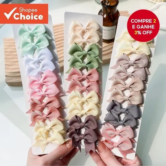 Grampos De Cabelo Com Laço De Fita Colorida Para Crianças 10 Unidades/Conjunto-Presilhas Artesanais Exclusivas , Ideais