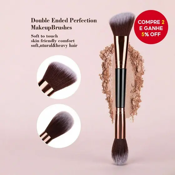 1 Pincel De Contorno De Destaque De Ponta Dupla , Não É Fácil De Absorver Pó , Portátil Para Blush Em Solto .