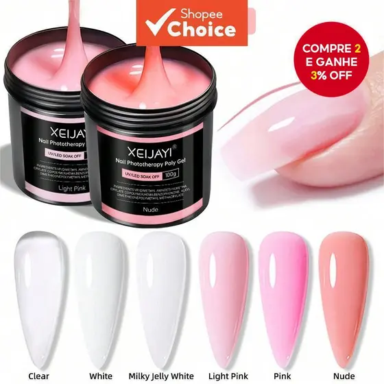 XEIJAYI 1pc 100g Gel De Unhas De Polietileno UV Construtor Cristal Acrílico Extensão Para DIY No Salão Doméstico