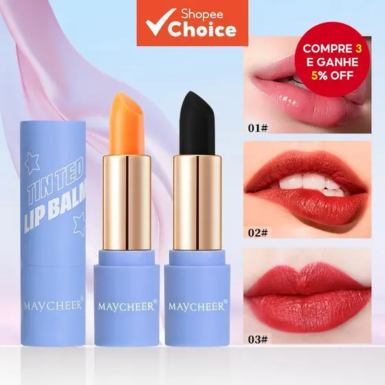 ZSEEY Bálsamo Labial Colorido Com Mudança De Temperatura , Hidratante Para Os Lábios Anti-Peeling 3,5g