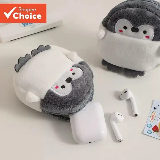Bonito Pequeno Pinguim Moeda Carteira Porta Envelope Vermelho Linha De Dados Saco