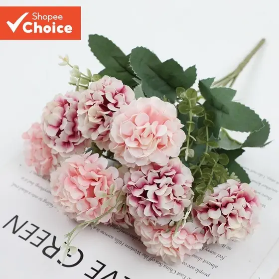Buquê De Bola De Flor De Crisântemo De Hortênsia Artificial Para Decoração De Casamento Em Hotel Doméstico