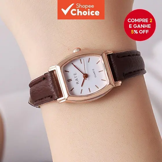 Relógio Minimalista Elegante Para Mulheres-Movimento Fino De Quartzo Com Pulseira De Couro