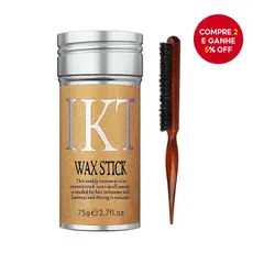 Conjunto De Bastão De Cera De Cabelo/Pente De 3 Fileiras De Cerdas De Javali Flyaways Estilo Liso E Para Perucas