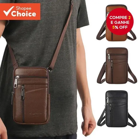 Bolsa Para O Ombro De Couro MINI Portátil Homem Peito