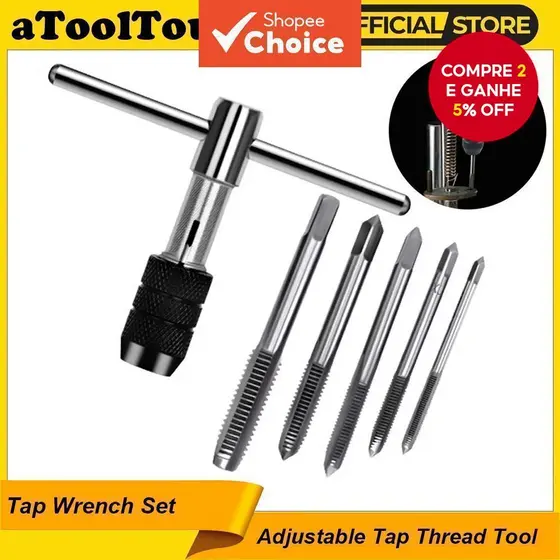 Um Conjunto De Chave De Torneira Tipo T Ferramenta Ajustável , Para Reparo De Maquinista De Metal Com Torneiras Métricas