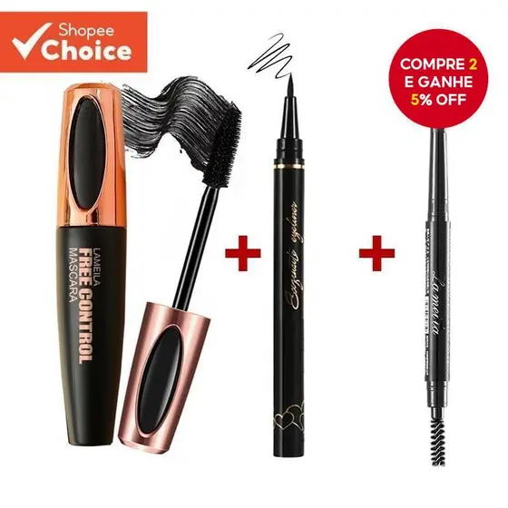 Conjunto De Maquiagem Para Os Olhos Rímel + Delineador + Lápis De Sobrancelha Iniciantes