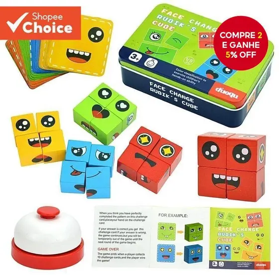 Brinquedo Montessori Expressão Facial e Emoções 32/64/72/80 Peças Blocos de Construção Jogo Educativo Presente