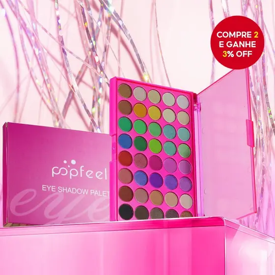 Paleta De Sombras Popfeel 40 Cores, Matte E Shimmer, Alta Pigmentação, Aplicação Fácil, Tema Barbie Pink