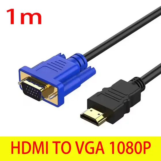 1M 1080P Conversor HDMI Para VGA Cabo Adaptador De Áudio Macho PC HDTV Projetor PS4