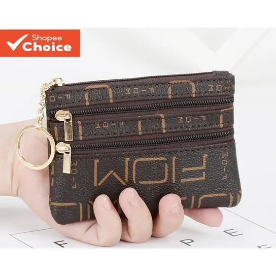 Carteira feminina mini moda curta com zíper, simples e prática, bolsa para moedas e pequenos trocados.