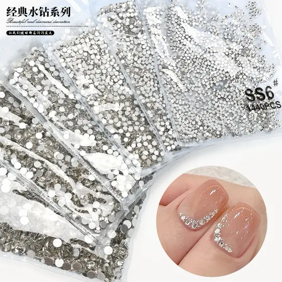 Cristais coloridos 1440PCS para unhas e artesanato, strass transparentes para nail art e decoração.