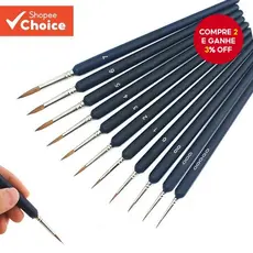 11 Pçs/set Miniatura Gancho Linha Caneta Arte Pintura Pincéis Para Aquarela Tintas A Óleo Pintados À Mão