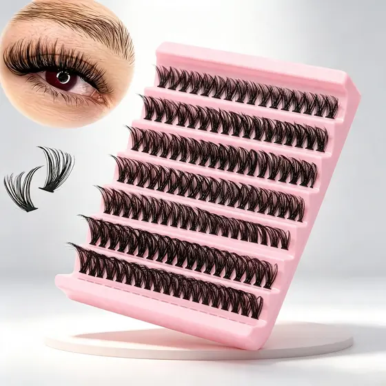 Pacote De Cílios 50P DIY 7 Linhas D-Curl Extensão Fofo Grosso Enrolado