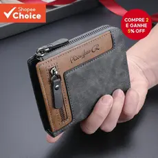 Carteira Masculina Retrô Multifuncional Com Zíper – Porta-Cartões Versátil De Grande Capacidade