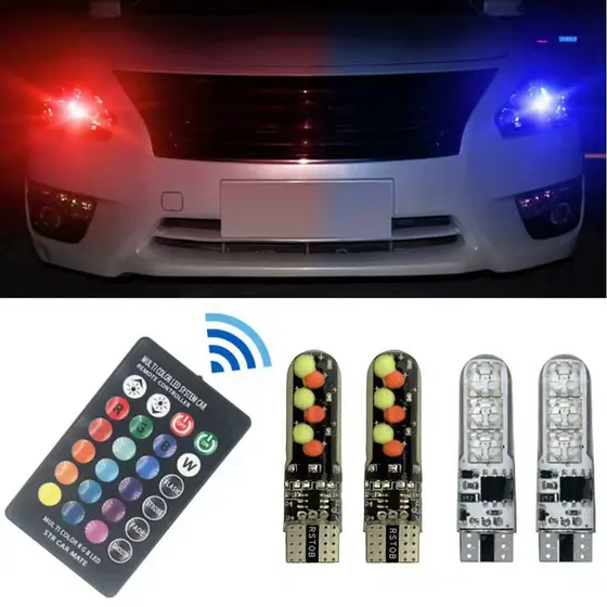 T10 RGB LED Luz De Leitura De Cúpula De Carro 12V W5W 194 168 5050 SMD Lâmpada De Cunha Com Controle Remoto