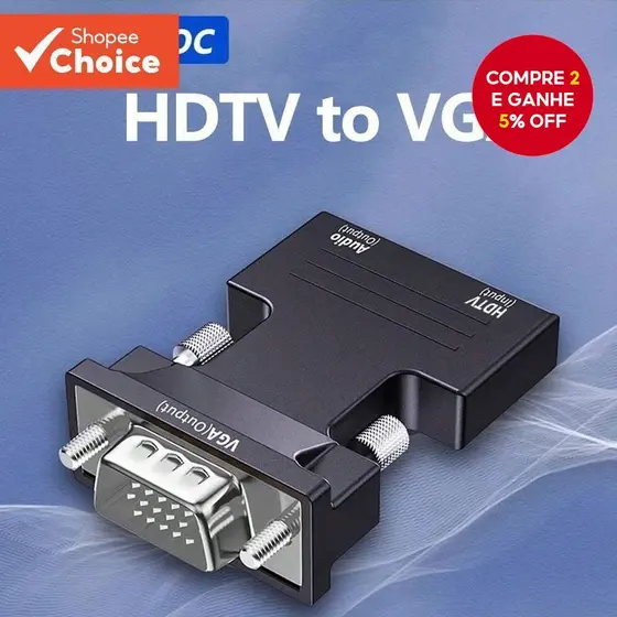 Conversor HDMI Para VGA 1080P Com Entrada De Áudio De 3.5 Mm PC Desktop Vídeo Do Projetor HDTV