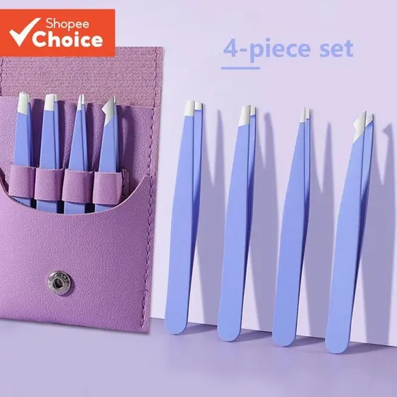4 Pacote Pinças De Sobrancelha Extrator De Cabelo Aço Inoxidável Inclinado Clipe Removedor De Maquiagem Ferramentas