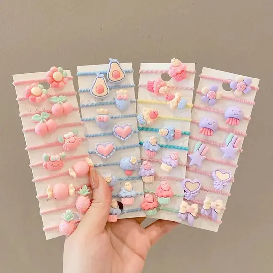 50 Peças Laços De Cabelo De Animais De Flor Fofa Aleatória Para Mulheres Meninas Faixas Sem Danos De Alta Elasticidade