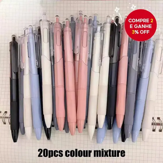 Canetas Esferográficas De Tinta Preta 0.5 Mm 20 Unidades De Caneta De Gel Macia Com Escrita Suave , Adequada Para Estuda
