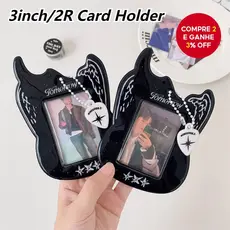 Porta-Cartões De Guitarra Preto De 3 Polegadas | Capa Protetora Para Cartão Fotográfico Kpop Com Corrente De Seleção