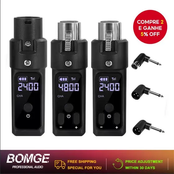 Transmissor Sem Fio Receptor Microfone Dinâmico 2.4Ghz Para Misturadores De Áudio Sistemas PA Guitarra Elétrica