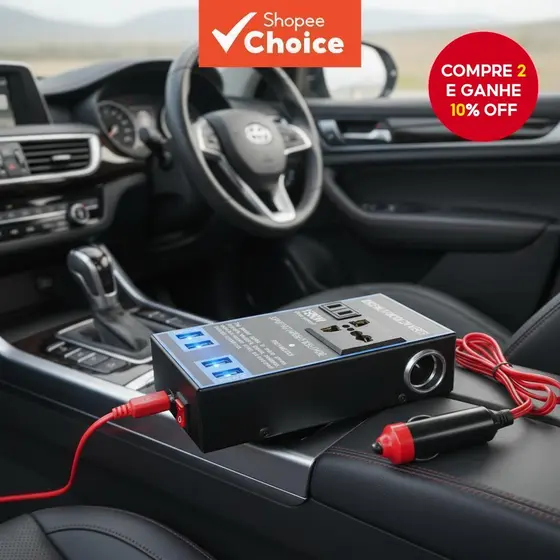 Inversor de Energia Automotivo 200W DC 12V/24V para 110V/220V Conversor com 4 Portas USB Carregador Preço Baixo
