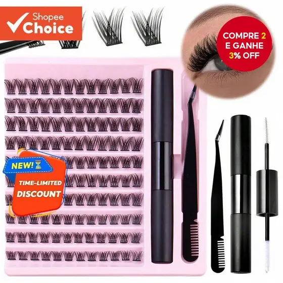 Kit De Extensão De Cílios DIY , Aglomerados Com Ligação E Vedação Forte À Prova D'água