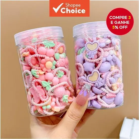 Elásticos de cabelo suaves e sem danos para crianças, com laços e prendedores para rabos de cavalo.