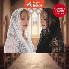 Véu de Capela Mantilla em Renda para Mulheres - Cobertura de Cabeça para Missa Latina Católica para Igreja e Oração