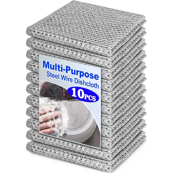 Panos De Prato De Fio De Aço Multiuso 10/20 PCS : Reutilizáveis De Secagem Rápida E Sem Odor Para Limpeza De Cozinha Cui
