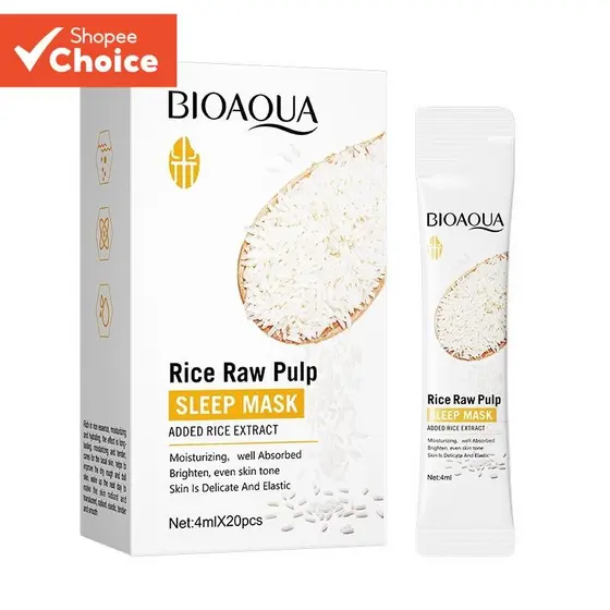 Máscara De Dormir De Arroz BIOAOUA – Clareadora E Iluminadora , Hidratante , Extrato Suave , Todos Os Tipos De Pele , Br