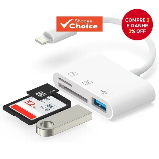 Leitor De Cartão IOS Para Telefone 2 Em 1 SD TF De Memória Visualizador De Câmera Adaptador USB Apple 3