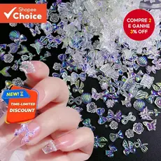 50 Pçs 3D Mix Prego Strass Bowknot Urso Concha Design Encantos De Unhas Acessórios Para Mulheres Acrílico Manicure DIY A
