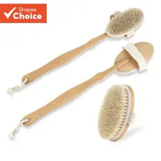 Escova De Banho De Cerdas Naturais : Esfoliante Portátil Para Mulheres , Ideal Limpeza De Costas E Corpo