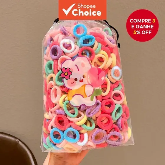 100 Peças De Faixas Elásticas De Cabelo Estilo Aleatório – Tiaras De Nylon Coloridas Para Rabo De Cavalo De Meninas