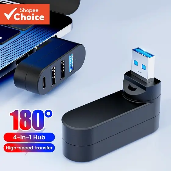 Hub USB Tipo C OTG 180 ° Adaptador Divisor De Transferência De Dados De Alta Velocidade Giratório De 4 Portas Para Lapto