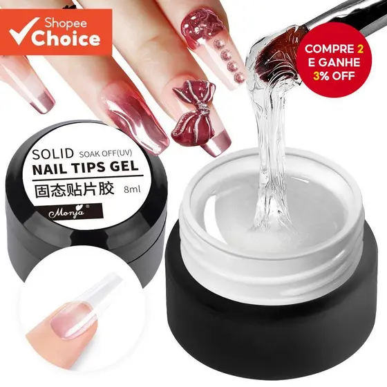 Monja 8ml Cola De Gel Sólido Para Extensão De Unhas Falsas Adesivo Antiaderente UV Manicure