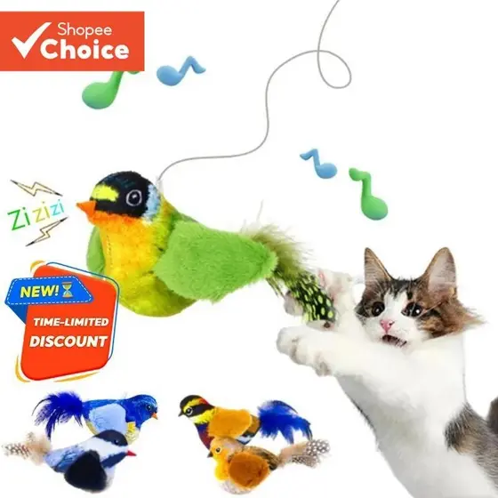 Gigwi Cat Interativo Pendurado Brinquedo De Pássaro De Pelúcia Squeaky Perseguindo Interno Provocando Não Elétrico