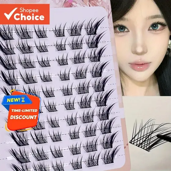Fox Eye Effect Fofo Cílios Postiços Reutilizáveis Diy Seccionais Extensões De Alados Grossos
