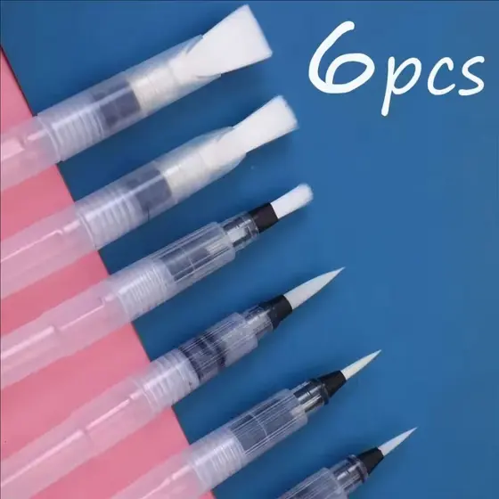 Conjunto De Canetas De Pincel Aquarela Recarregáveis , Água De Ponta De Nylon Macio De 6 Peças Para Pintura , Desenho E