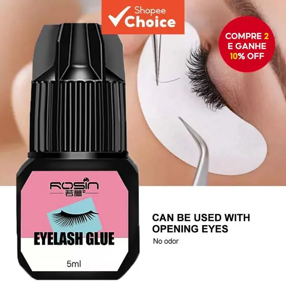 Cola Para Extensão De Cílios 5Ml Preta , Inodora , Não Irritante , Firme E De Longa Duração , Enxerto