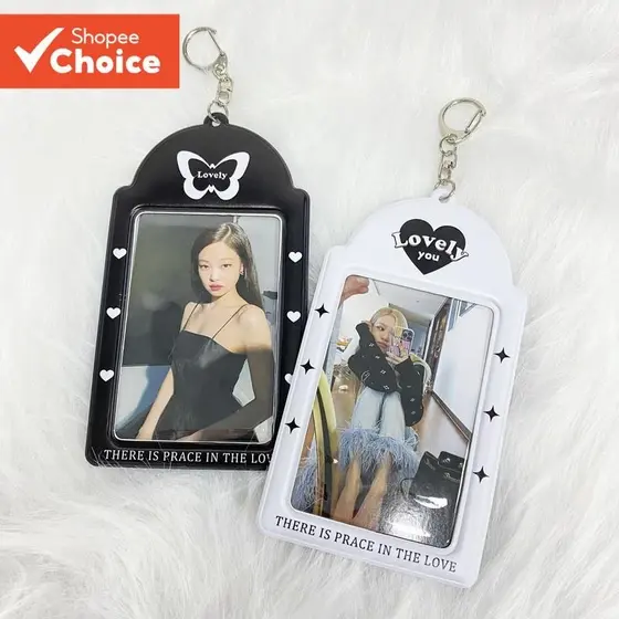 Porta-Cartões Fotográficos 2R 3 Polegadas Lomo Card Para Kpop Blackpink Cortis IVE Capa Transparente De PVC Com Corrente