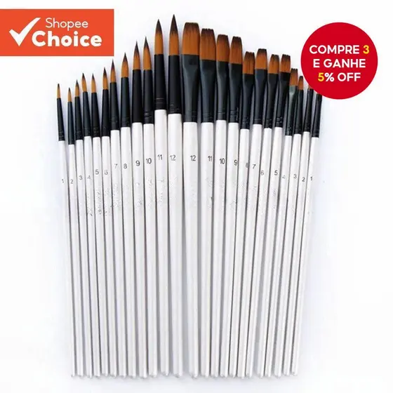 Conjunto De Pincéis Artísticos , 12 Peças , Pincel Fino Pontiagudo Para Pintura A Óleo E Aquarela , Kit De Ponta Plana A