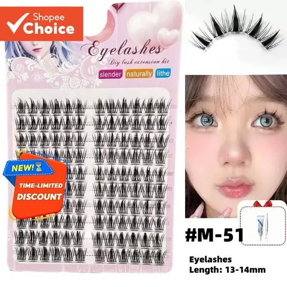Conjunto De Cílios Postiços Com Pinça E Cola , Estilo Misturado Natural De 10 Fileiras Para Festa Maquiagem Diária