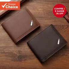 Carteira Bifold De Couro PU Minimalista Masculina – Curta Simples Com Compartimentos Para Cartões , Presente Ideal Ele