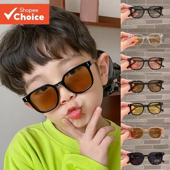 Óculos De Sol Da Moda Com Lentes Coloridas-Armações Pretas/Chá/Rosa/Amarelo/Verde Para Crianças , Homens E Mulheres
