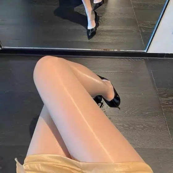 Meia-Calça Transparente De Cetim Brilhante Para Mulheres Fina Festas De Eventos Formais